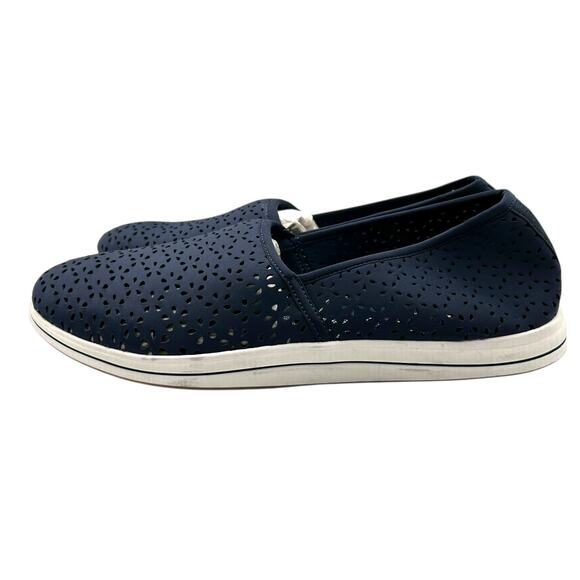 Clarks Cloudsteppers Women's Navy Breeze Emily Stretch Slip-Ons Size 12W - Picture 6 of 11